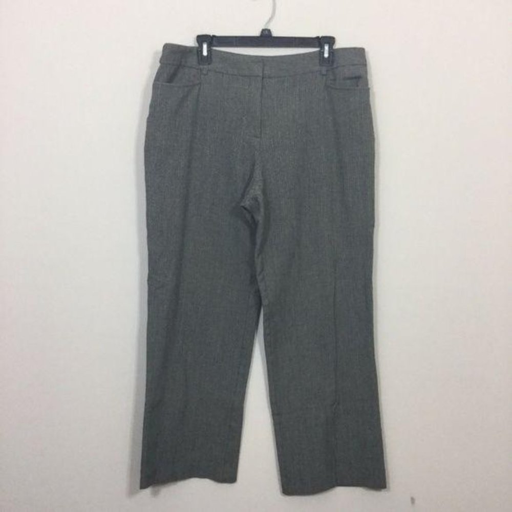 Apostrophe Dress Pants Women Size 16 Gray Herringbone Flat Front Career